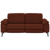 2,5-SITZER in Leder Rotbraun  - Rotbraun/Schwarz, Design, Leder/Metall (196/88/100cm) - Valdera