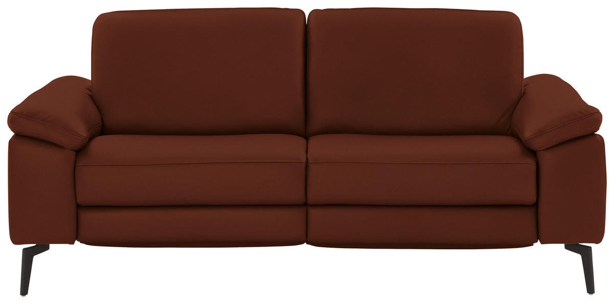 2,5-SITZER in Leder Rotbraun  - Rotbraun/Schwarz, Design, Leder/Metall (196/88/100cm) - Valdera