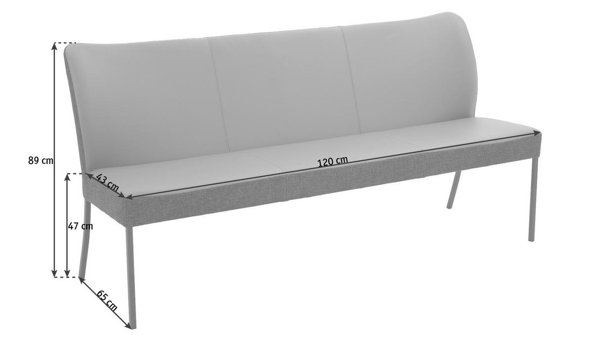 SITZBANK 120/89/65 cm  in Anthrazit, Orange  - Anthrazit/Orange, Design, Leder/Textil (120/89/65cm) - Bert Plantagie