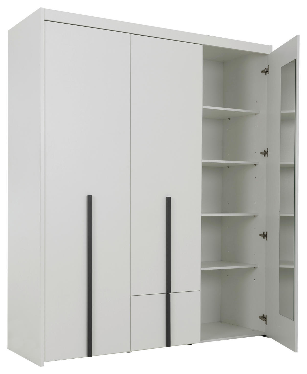KLEIDERSCHRANK 3-türig Weiß  - Schwarz/Weiß, MODERN, Holzwerkstoff (181/215/60cm) - MID.YOU
