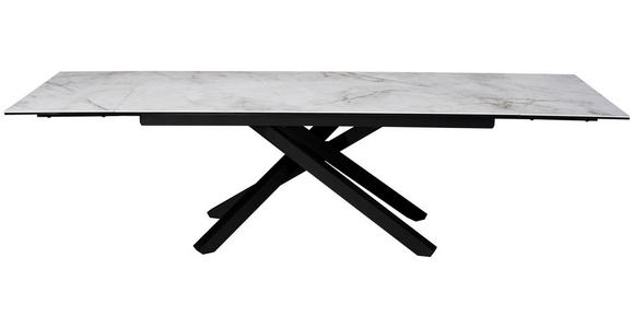 ESSTISCH in Metall, Glas, Keramik 180-280/76/98 cm - Schwarz/Weiß, Design, Glas/Keramik (180-280/76/98cm) - Novel