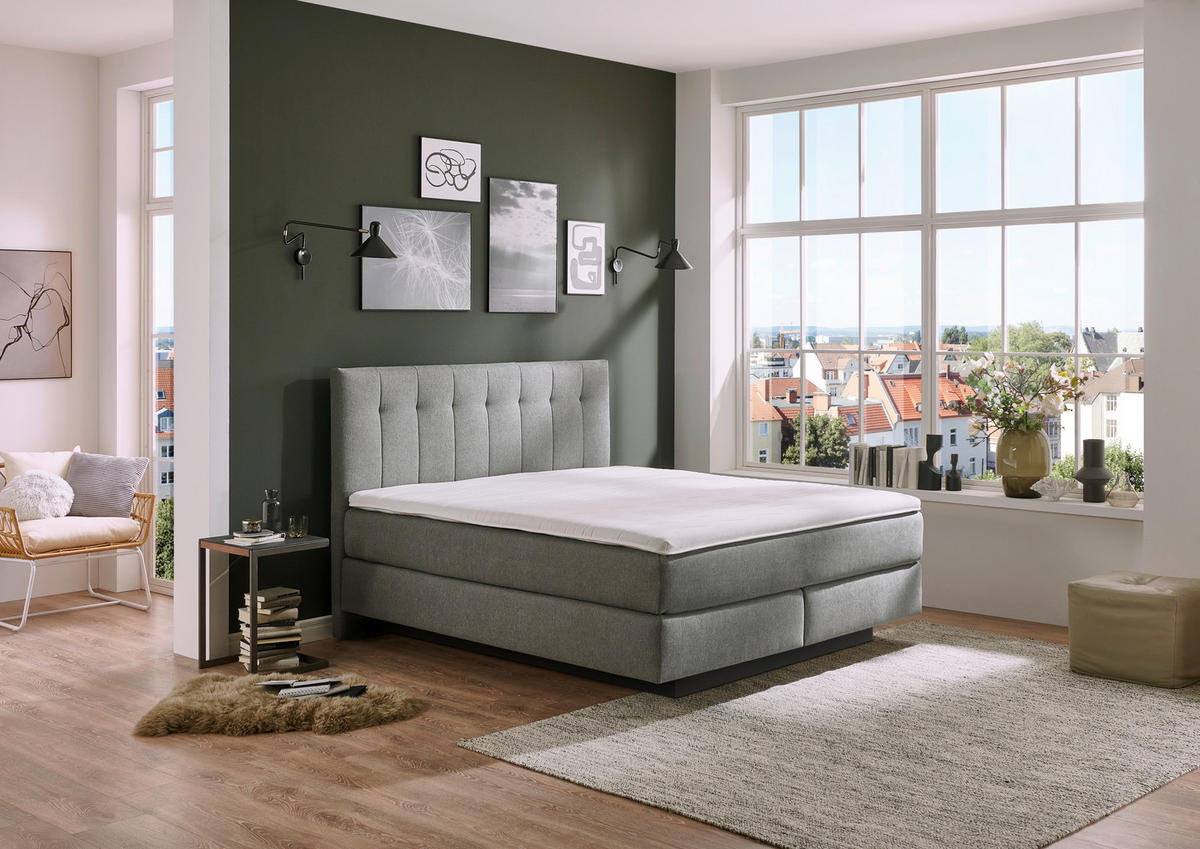 BOXSPRINGBETT 180/200 cm  in Grau  - Schwarz/Grau, MODERN, Holzwerkstoff/Kunststoff (180/200cm) - Beldomo - Sleep