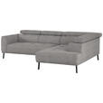 ECKSOFA in Webstoff Taupe  280/205 cm  - Taupe/Schwarz, Design, Textil/Metall (280/205cm) - Xora