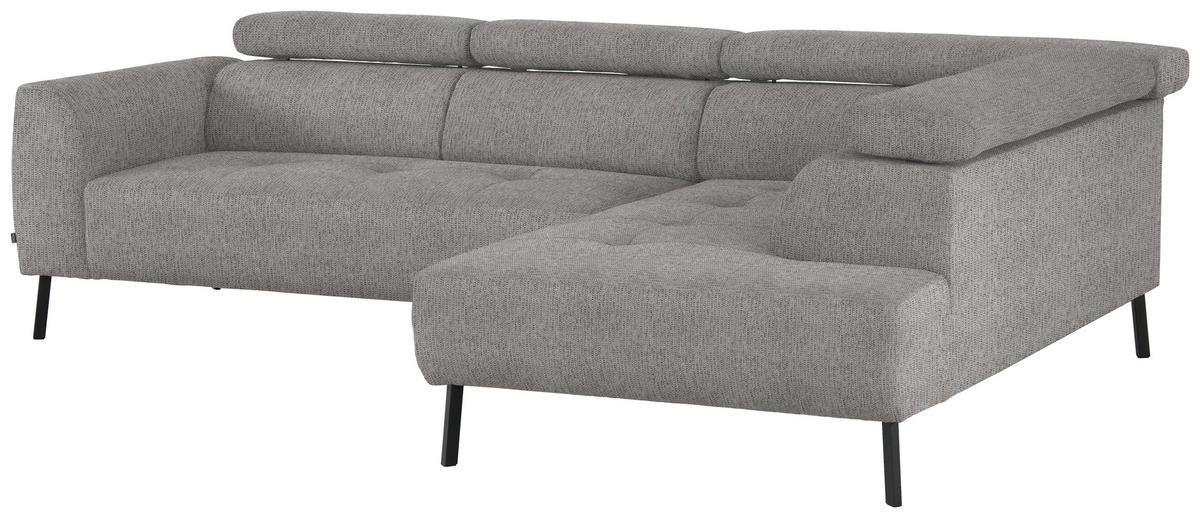 ECKSOFA in Webstoff Taupe  - Taupe/Schwarz, Design, Textil/Metall (280/205cm) - MID.YOU