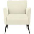 SESSEL in Chenille, Mikrofaser Creme  - Creme/Schwarz, Design, Textil/Metall (68/78/76cm) - Johann Jakob