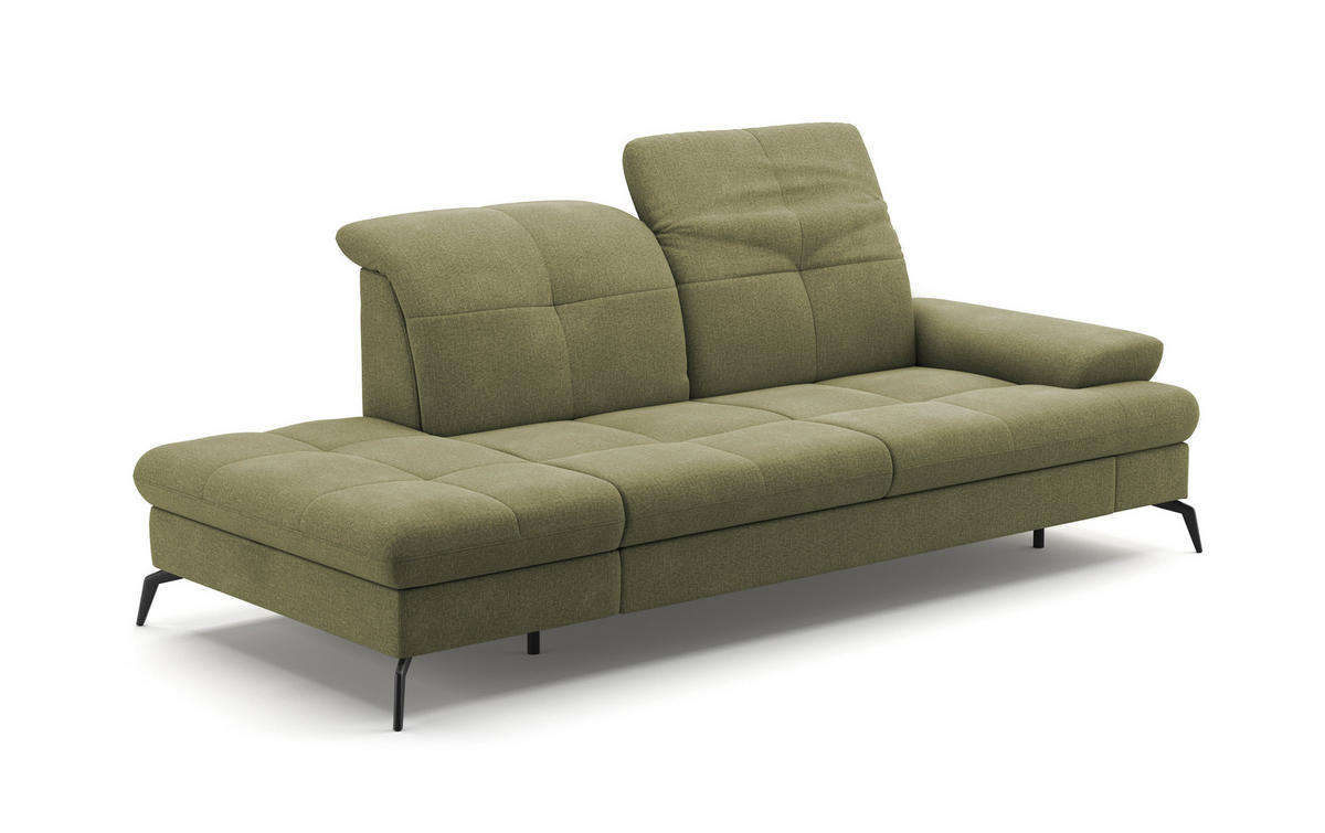 RÉCAMIERE Hellgrün Flachgewebe  - Schwarz/Hellgrün, KONVENTIONELL, Textil/Metall (231/90/122cm) - Sit & More