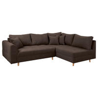 ECKSOFA Ariella in Mikrofaser Graubraun Rückenkissen  231/161 cm  - Graubraun/Naturfarben, Design, Holz/Textil (231/161cm) - P & B