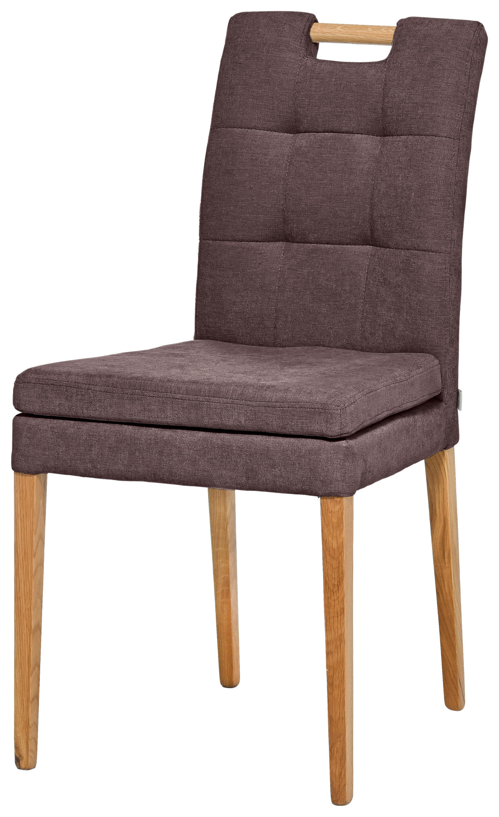 STUHL Webstoff Weinrot, Eichefarben Eiche massiv  - Eichefarben/Weinrot, KONVENTIONELL, Holz/Textil (47/91,5/59cm) - Celina Home