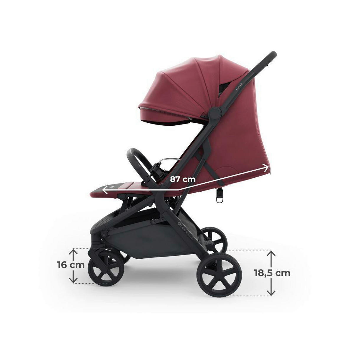 DJEČJA KOLICA  NUBI 3  - tamno ružičasta, Basics, metal/tekstil (68,5/53/106,5cm) - Kinderkraft