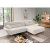 ECKSOFA  in Bouclé Weiß  290/166 cm  - Wildeiche/Weiß, KONVENTIONELL, Holz/Textil (290/166cm) - MID.YOU