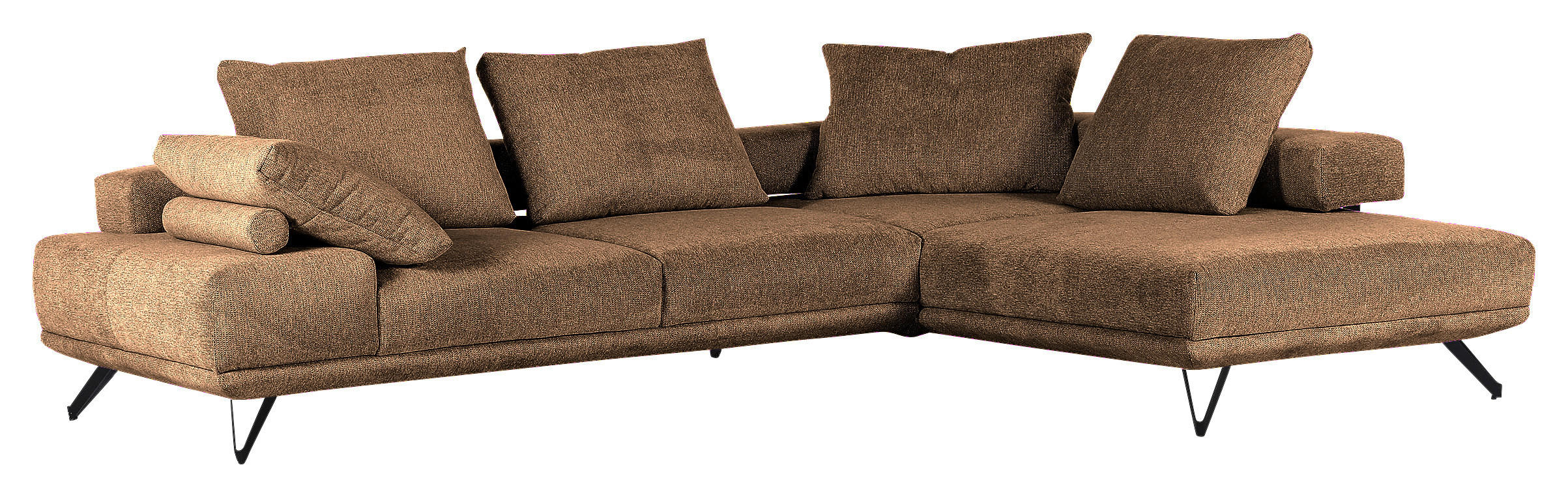 HÖRNSOFFA i flatväv cognacfärgad  - cognacfärgad/svart, Klassisk, metall/textil (310/240cm) - MID.YOU