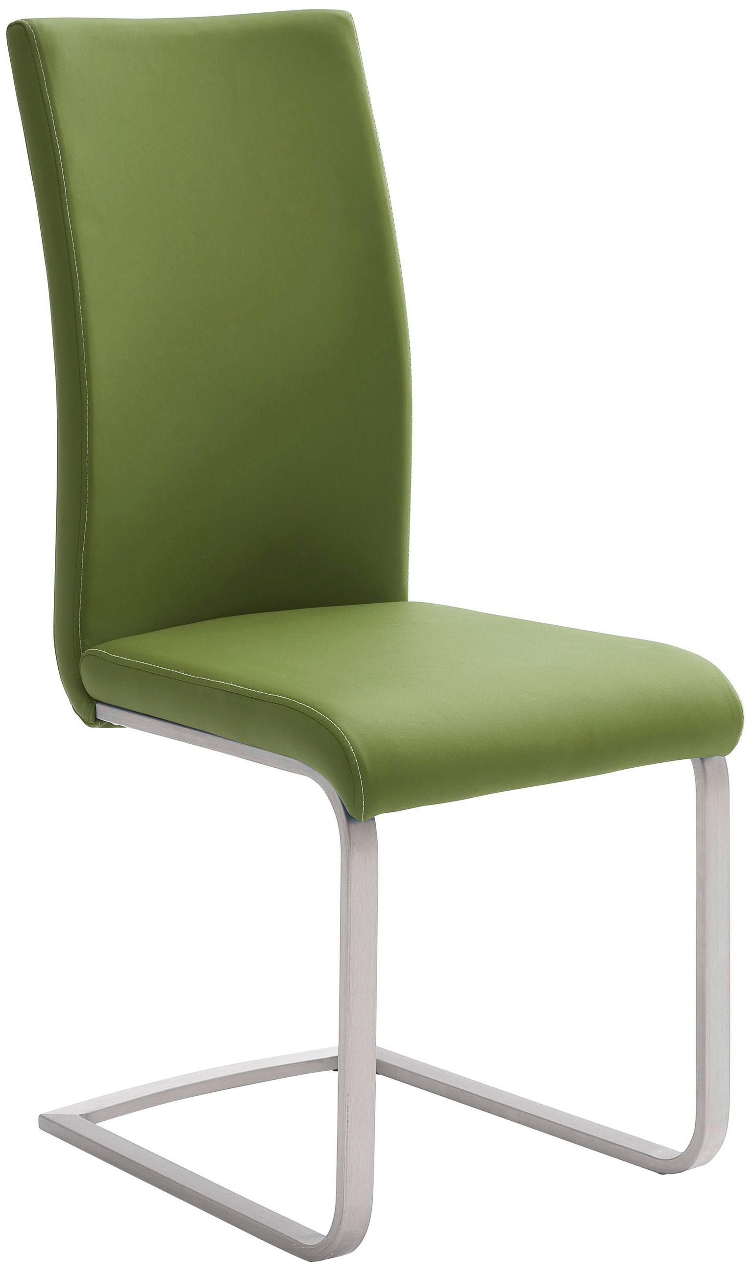 Schwingstuhl in Metall, Textil Grün, Edelstahlfarben