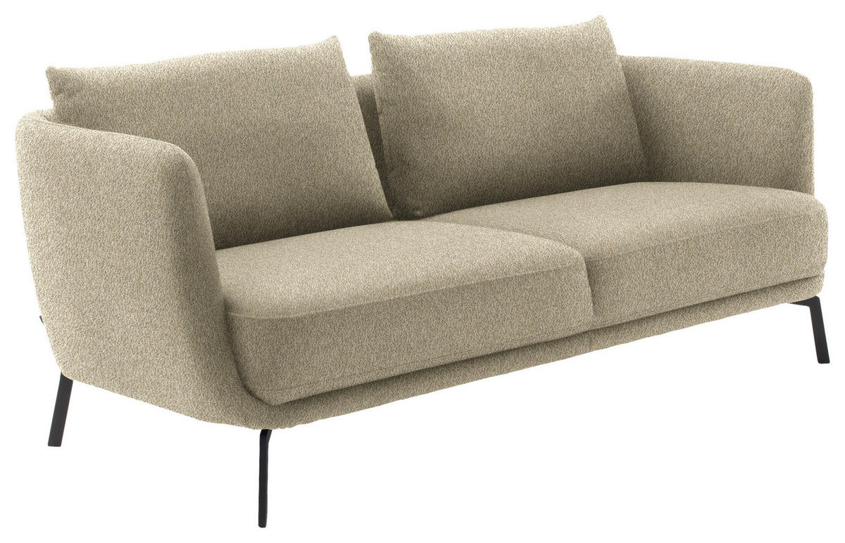 2,5-SITZER  in Flachgewebe Sandfarben  - Sandfarben/Schwarz, Design, Textil/Metall (190/71/91cm) - Schöner Wohnen