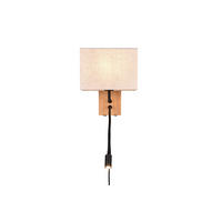 VÄGGLAMPA Nilam   - vit/brun, Natur, trä/textil (30/25/38cm)