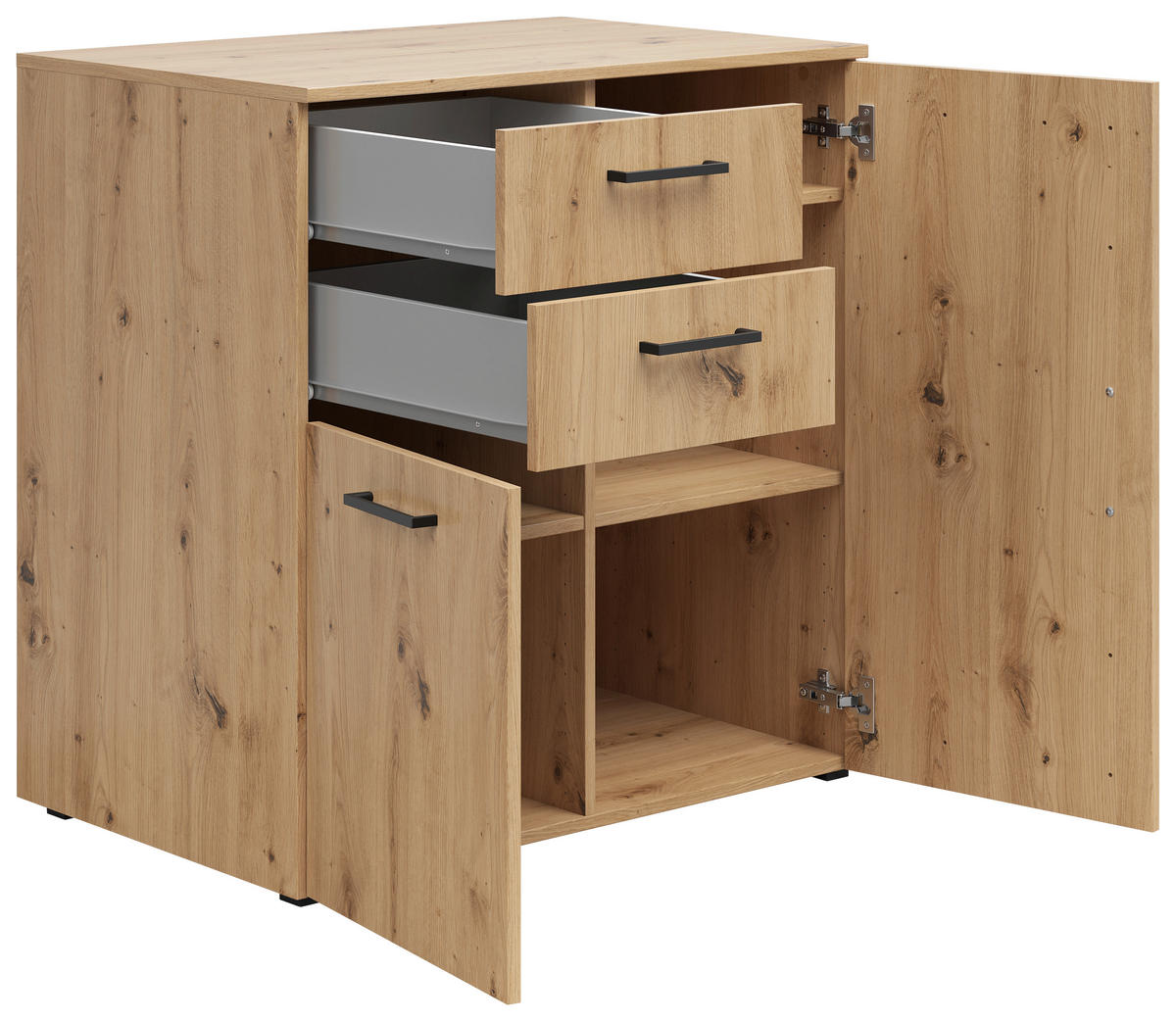 KOMODA, dub artisan, 80/83/52 cm - černá/antracitová, Moderní, kompozitní dřevo/plast (80/83/52cm) - Carryhome