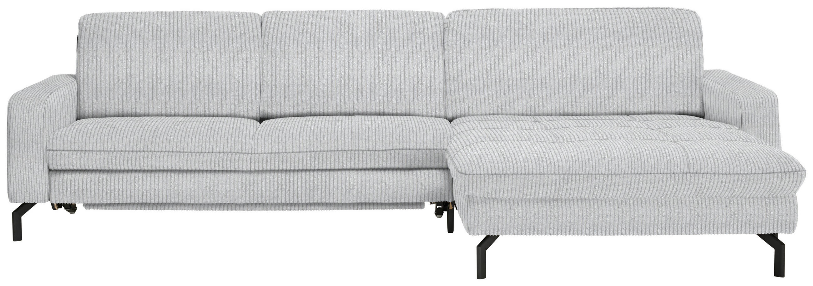 ECKSOFA in Cord Hellgrau  - Hellgrau/Schwarz, Design, Textil/Metall (302/178cm) - Beldomo Style