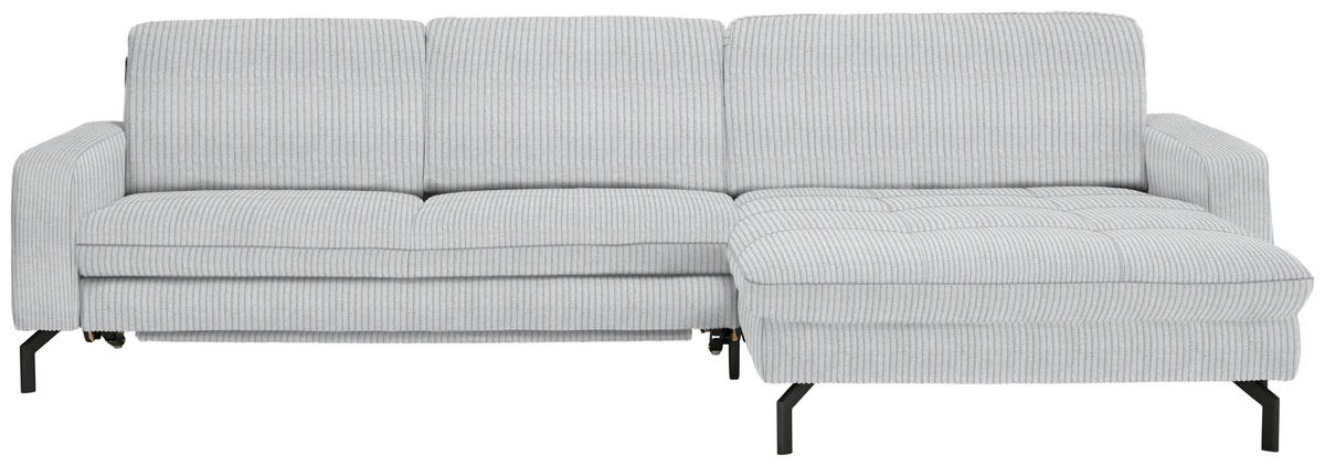 ECKSOFA in Cord Hellgrau  - Hellgrau/Schwarz, Design, Textil/Metall (302/178cm) - Beldomo Style
