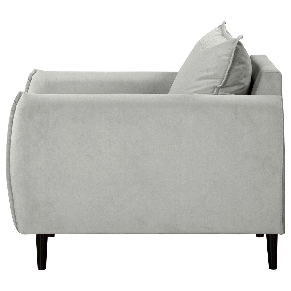 SESSEL in Samt Grau  - Schwarz/Grau, Design, Holz/Textil (74/86/100cm) - P & B