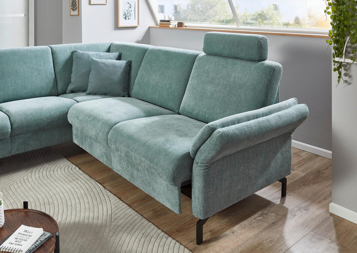 ECKSOFA in Chenille Blau  - Blau/Schwarz, Konventionell, Textil/Metall (190/241cm) - Beldomo Comfort
