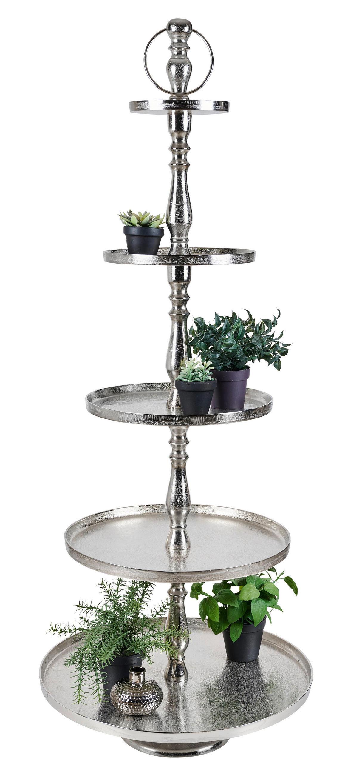 POSCHODOVÝ STOJAN - strieborná, Basics, kov (61/139,75cm) - Ambia Home