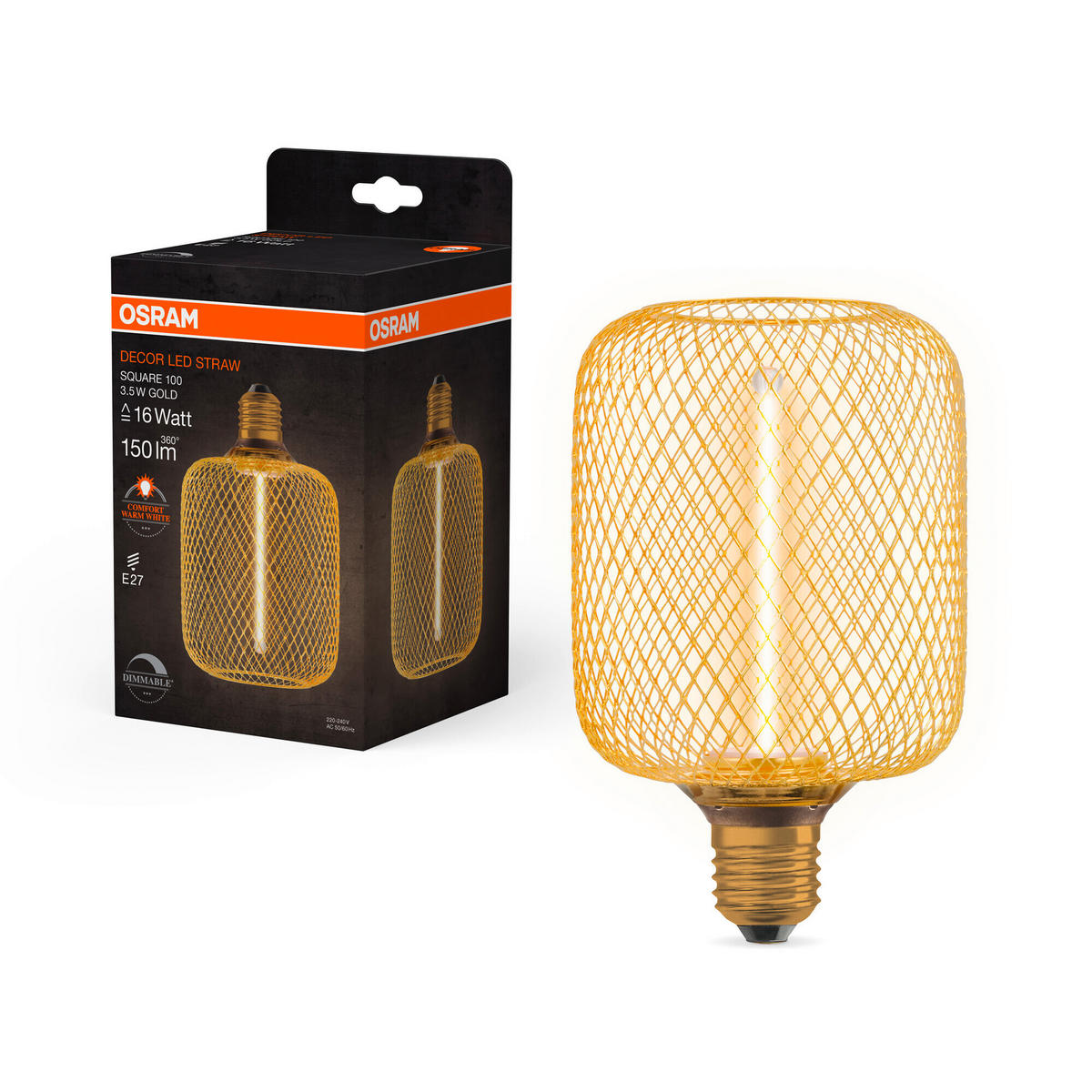 LED-FILAMENT-LEUCHTMITTEL   E27 3,5 W  - Goldfarben, KONVENTIONELL, Metall (10/16,2cm) - Osram