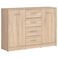KOMODA, dub sonoma, 118,5/84/34 cm - čierna/strieborná, Design, kompozitné drevo/plast (118,5/84/34cm)