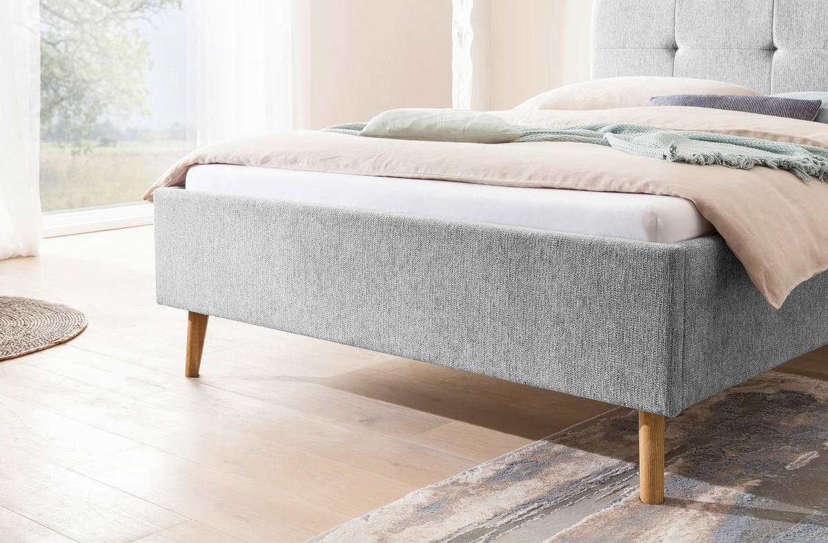 POLSTERBETT 140/200 cm  in Grau  - Eichefarben/Grau, Basics, Holz/Textil (140/200cm) - Xora