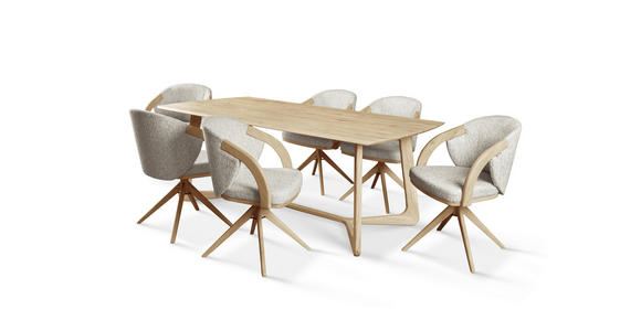 ARMLEHNSTUHL  Sitzfläche 360° drehbar Webstoff  Eichefarben, Beige  - Eiche Bianco/Eichefarben, KONVENTIONELL, Holz/Textil (61/83,5/57,5cm) - Linea Natura