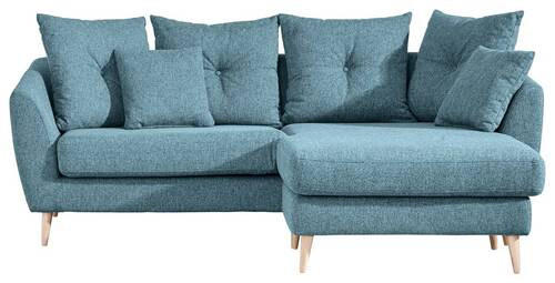 ECKSOFA in Flachgewebe Hellblau  - Buchefarben/Hellblau, Konventionell, Holz/Textil (210/156cm) - MID.YOU