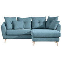 ECKSOFA in Flachgewebe Hellblau  210/156 cm  - Buchefarben/Hellblau, KONVENTIONELL, Holz/Textil (210/156cm) - Carryhome
