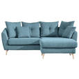 ECKSOFA in Flachgewebe Hellblau  - Buchefarben/Hellblau, KONVENTIONELL, Holz/Textil (210/156cm) - Carryhome