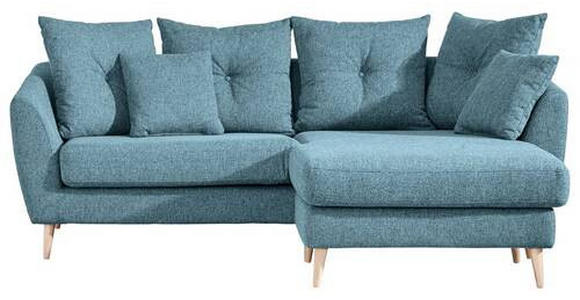 ECKSOFA in Flachgewebe Hellblau  - Buchefarben/Hellblau, KONVENTIONELL, Holz/Textil (210/156cm) - Carryhome