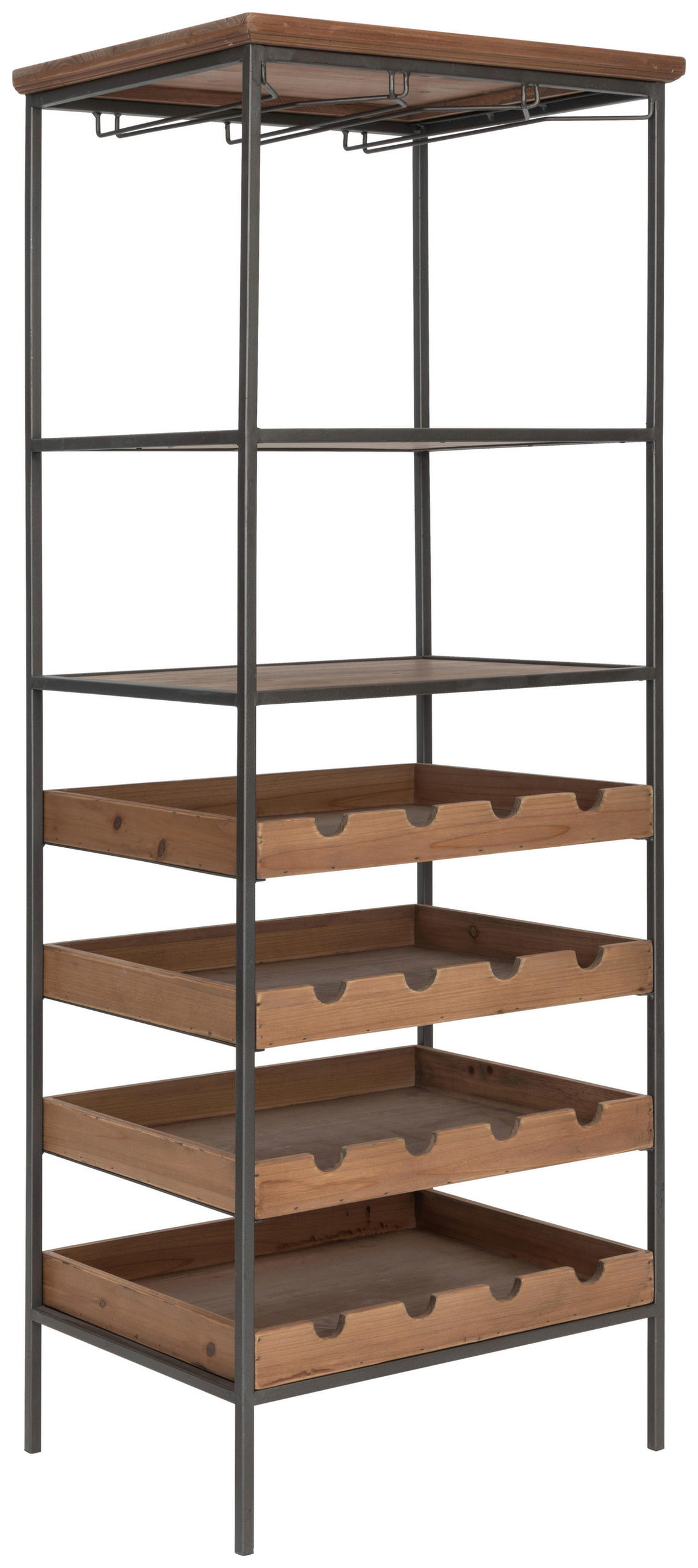 WEINREGAL  - Schwarz/Naturfarben, LIFESTYLE, Holz/Metall (51/137/39cm) - Livetastic