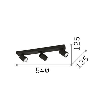 LED-DECKENLEUCHTE 54/12,5/12,5 cm   - Schwarz, KONVENTIONELL, Metall (54/12,5/12,5cm) - Ideal Lux