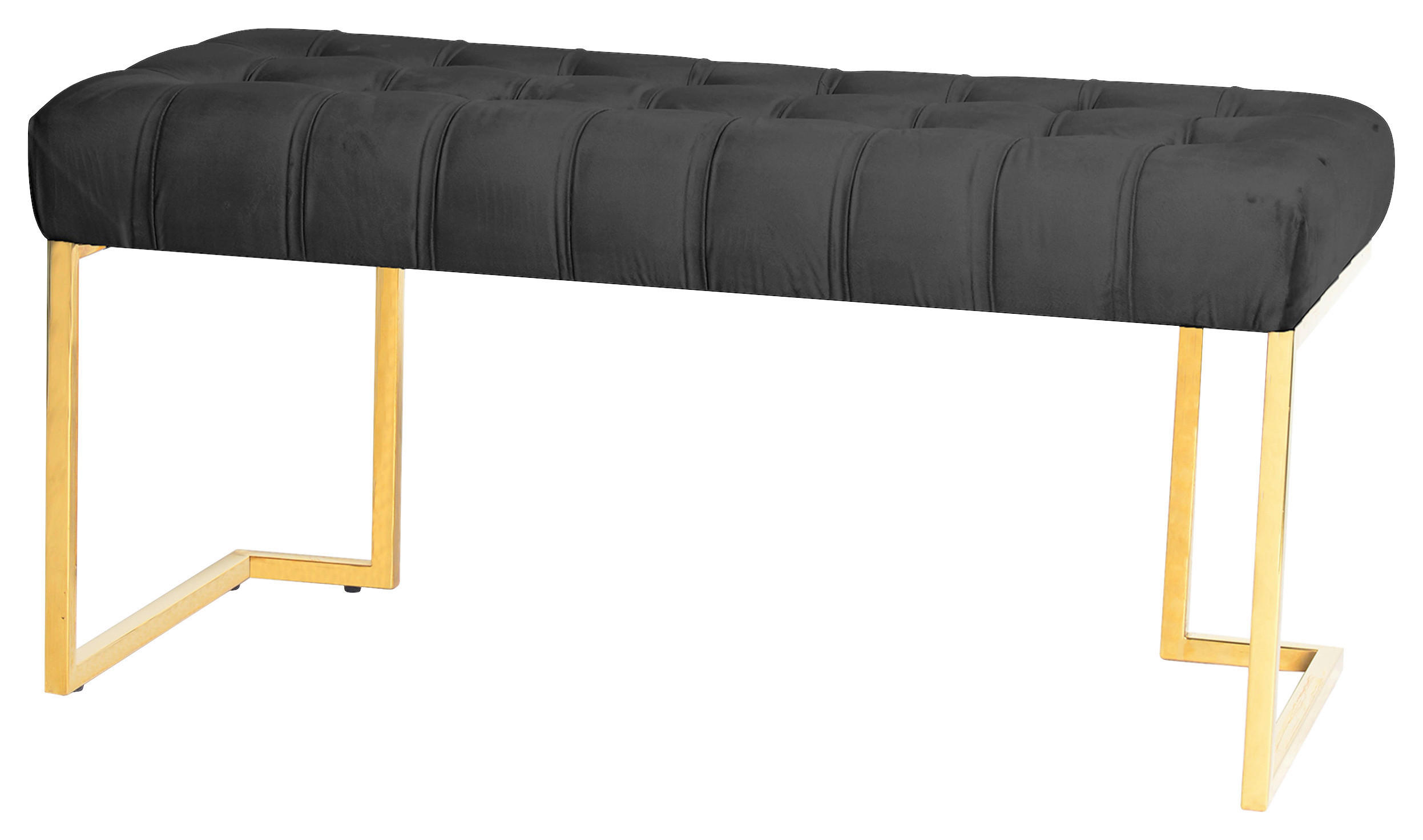 HOCKERBANK in Kunststoff, Metall Schwarz, Goldfarben  - Goldfarben/Schwarz, Design, Kunststoff/Metall (47/48/100cm) - Kayoom