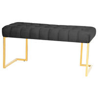 HOCKERBANK in Kunststoff, Metall Schwarz, Goldfarben  - Goldfarben/Schwarz, Design, Kunststoff/Metall (47/48/100cm) - Kayoom