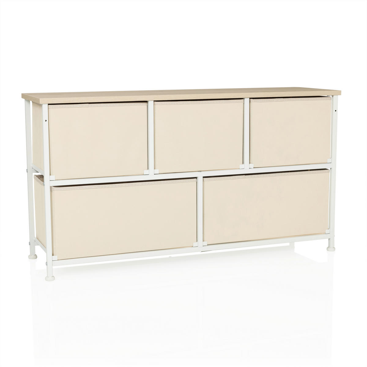 KOMMODE  in 100/55/30 cm  - Beige/Weiß, MODERN, Kunststoff/Textil (100/55/30cm) - MID.YOU