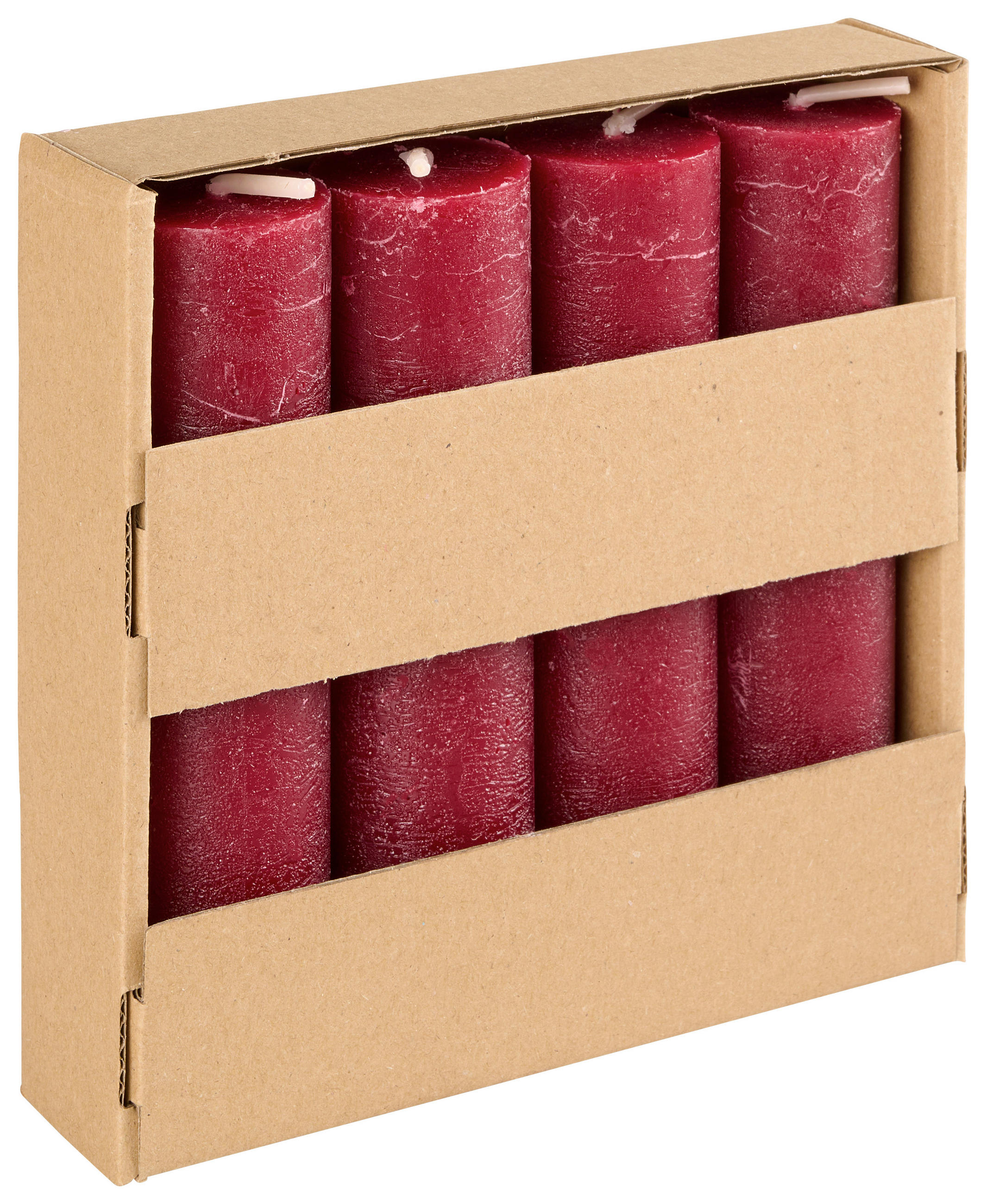 STUMPENKERZE 3,5/14 cm  - Weinrot, Trend, Naturmaterialien (3,5/14cm) - Ambia Home