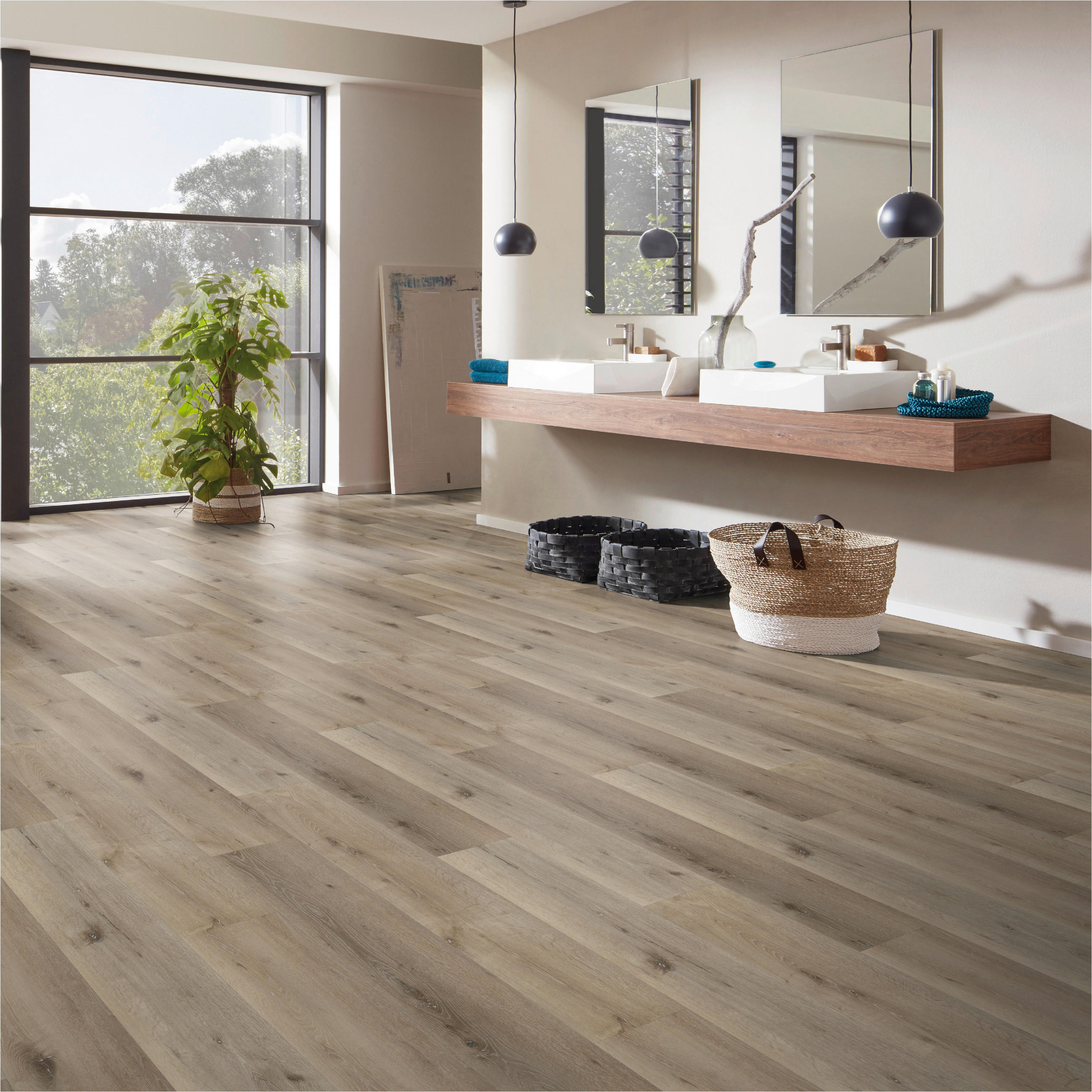 DESIGNBODEN Structure  per  m² - Eichefarben/Cappuccino, Basics, Kunststoff (122/22.8/0.38cm)