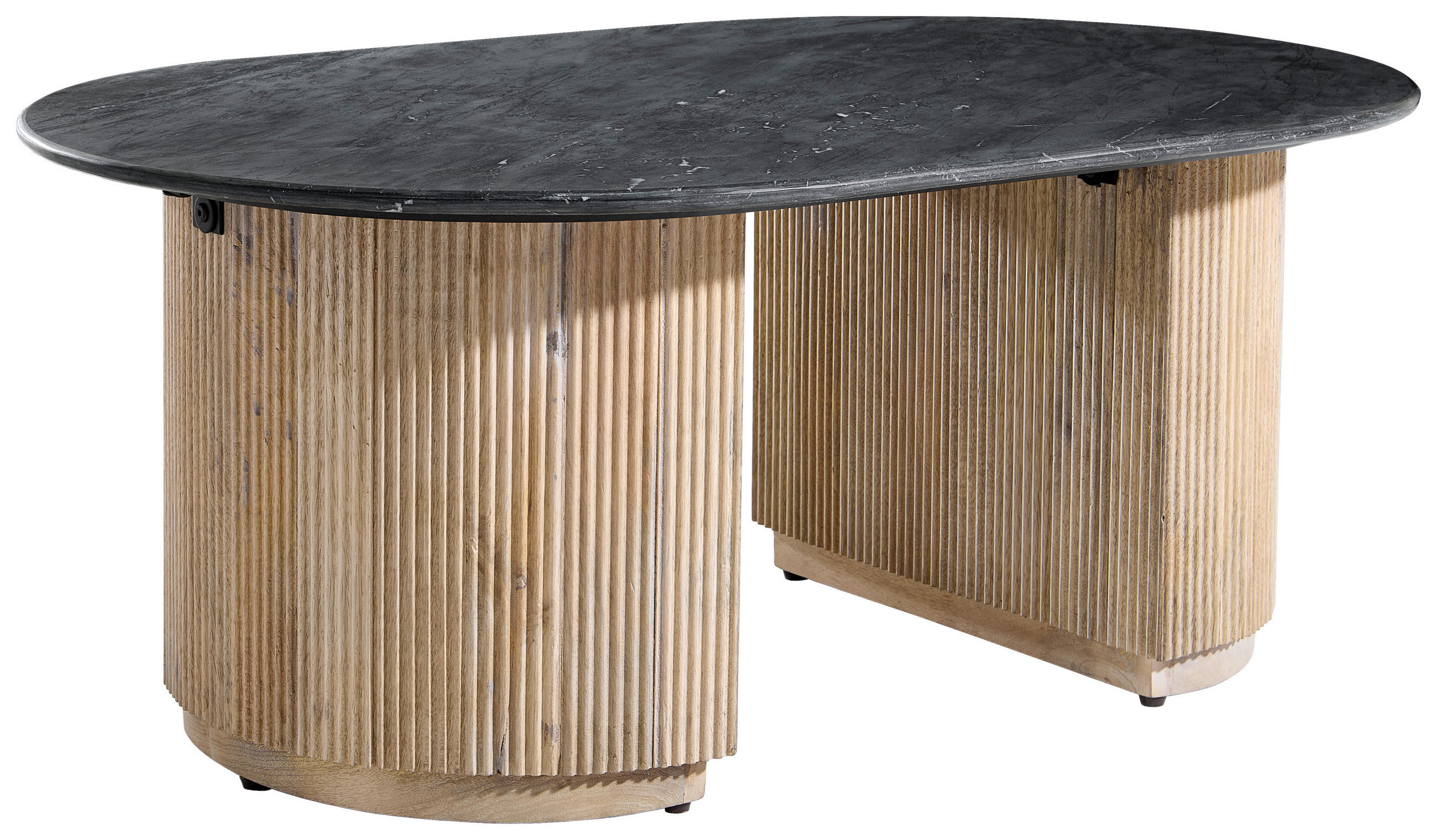 COUCHTISCH Mangoholz vollmassiv 110/70/45 cm rechteckig Naturfarben, Schwarz  - Schwarz/Naturfarben, Design, Holz/Stein (110/70/45cm) - Livetastic