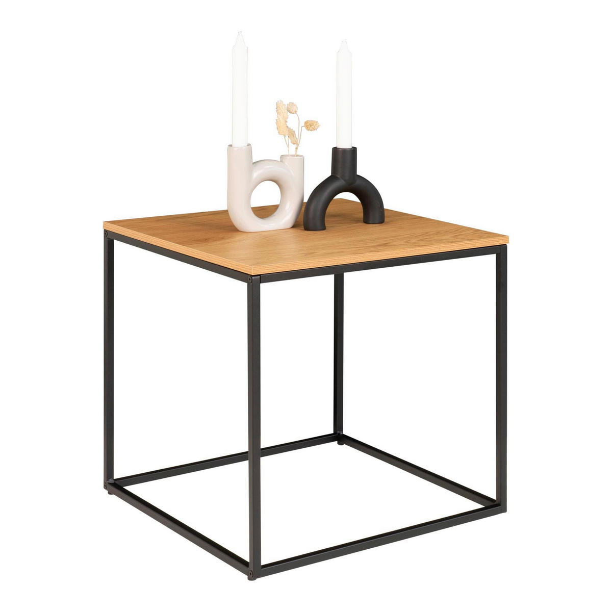 BEISTELLTISCH in Holzwerkstoff 45/45/45 cm  - Schwarz/Naturfarben, Basics, Holzwerkstoff/Metall (45/45/45cm)
