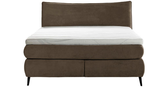 BOXSPRINGBETT 160/200 cm,  in Braun, gepolstertes Kopfteil, Topper, Matratzen, H3 + H4 = fest + sehr fest  - Schwarz/Braun, Trend, Holz/Textil (160/200cm) - Esposa