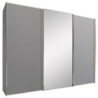 SCHWEBETÜRENSCHRANK in Hellgrau  - Hellgrau/Alufarben, Design, Glas/Holzwerkstoff (280/222/68cm) - Moderano