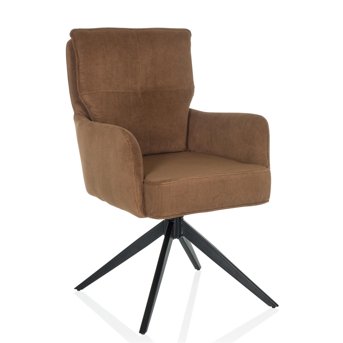 ARMLEHNSTUHL  in Cord  - Schwarz/Braun, MODERN, Textil/Metall (58/94/60cm) - MID.YOU