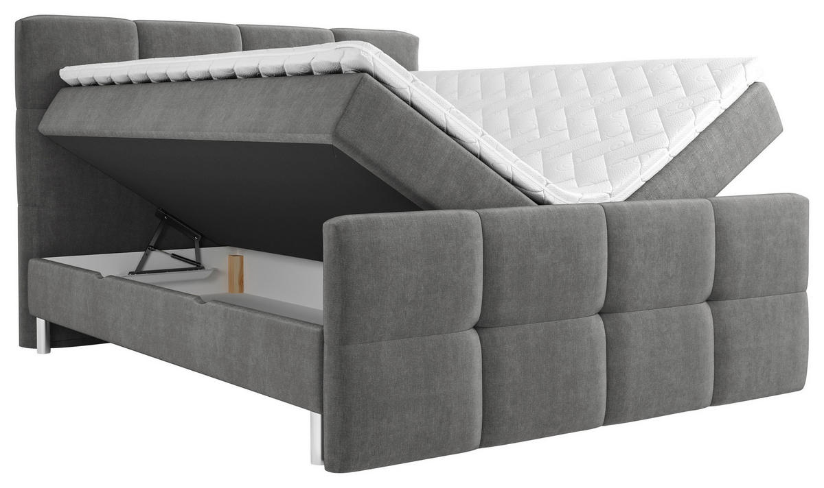 BOXBETT 160/200 cm  in Graphitfarben  - Chromfarben/Graphitfarben, Design, Holz/Holzwerkstoff (160/200cm) - Esposa