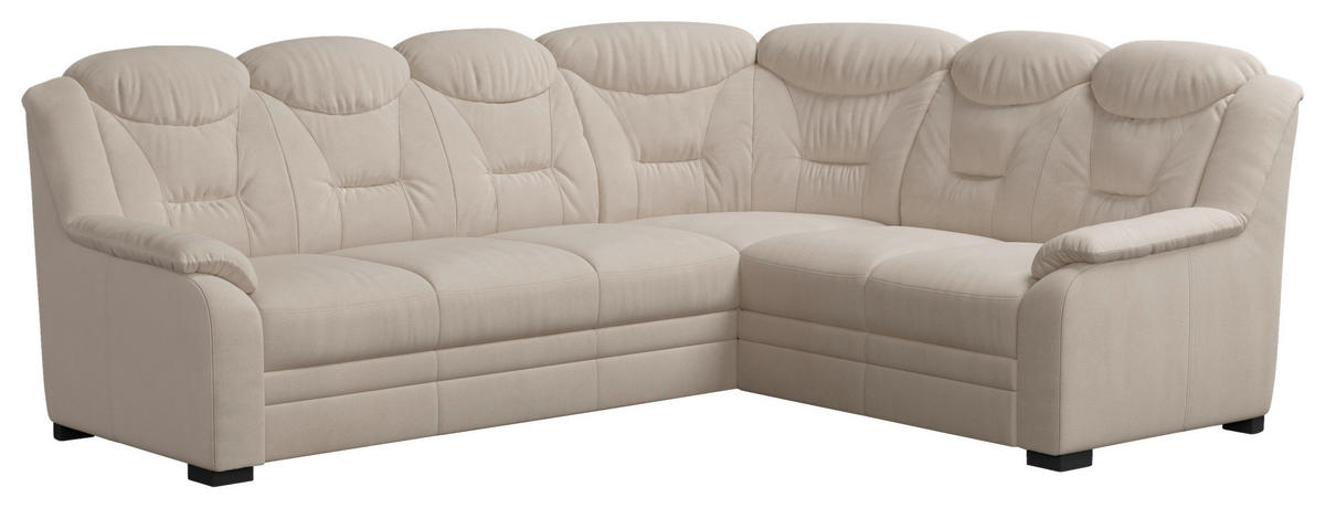 ECKSOFA in Chenille Beige  - Beige/Schwarz, Basics, Kunststoff/Textil (263/211cm) - MID.YOU