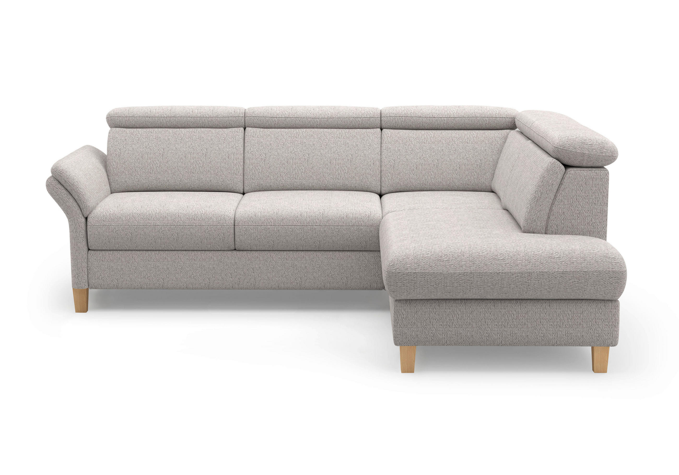 ECKSOFA GLENDALE E Silberfarben Chenille  - Eichefarben/Silberfarben, KONVENTIONELL, Holz/Textil (247/193cm) - Sit & More