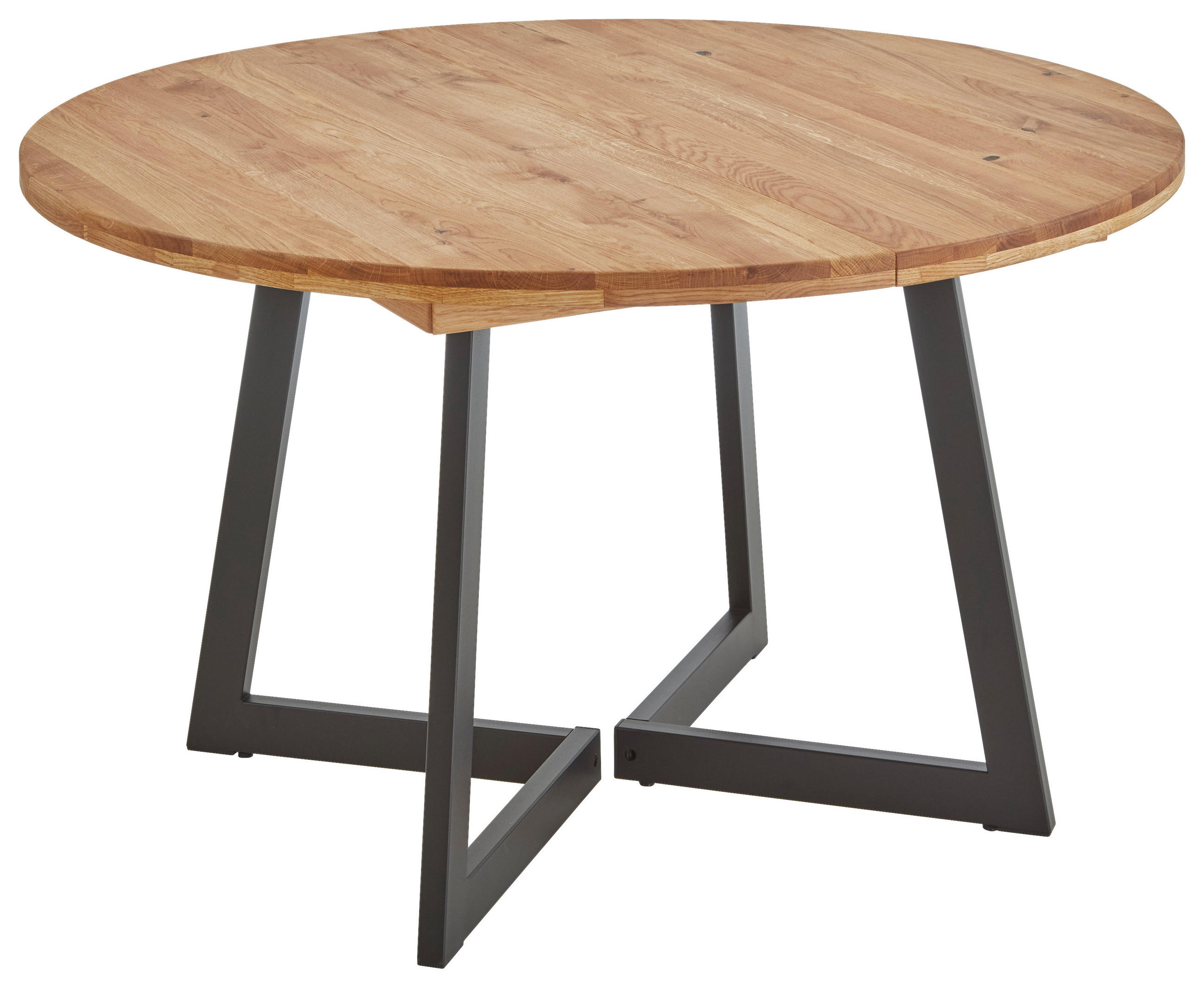 ESSTISCH 110-170/110/75 cm Echtholz  Holz ausziehbar rund Eichefarben  - Eichefarben/Schwarz, KONVENTIONELL, Holz/Metall (110-170/110/75cm) - Linea Natura