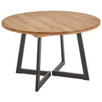 ESSTISCH 110-170/110/75 cm Echtholz  Holz ausziehbar rund Eichefarben  - Eichefarben/Schwarz, KONVENTIONELL, Holz/Metall (110-170/110/75cm) - Linea Natura