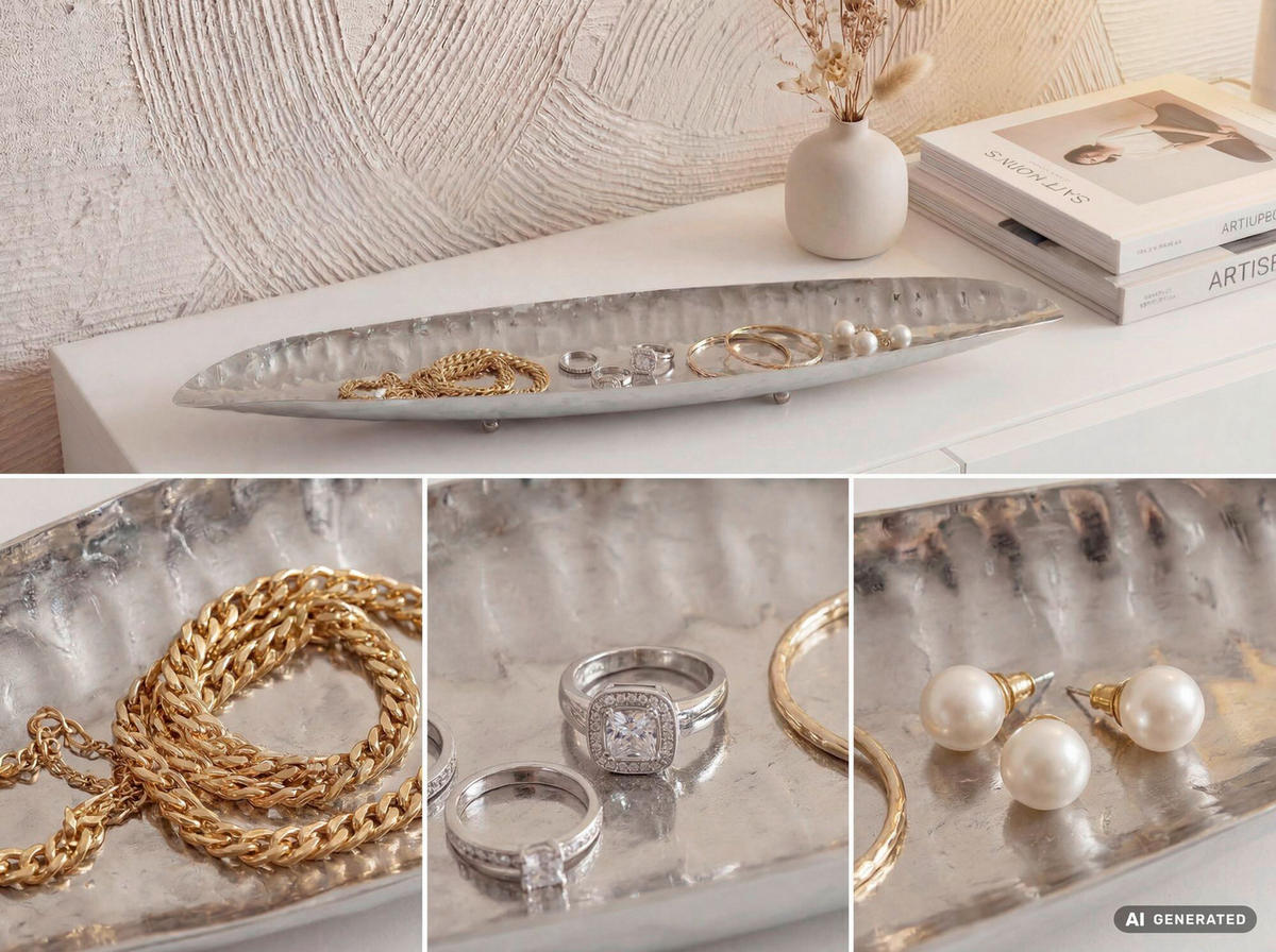 DEKOSCHALE - Silberfarben, Design, Metall (65,5/5/15cm) - Livetastic